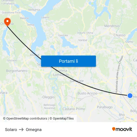 Solaro to Omegna map
