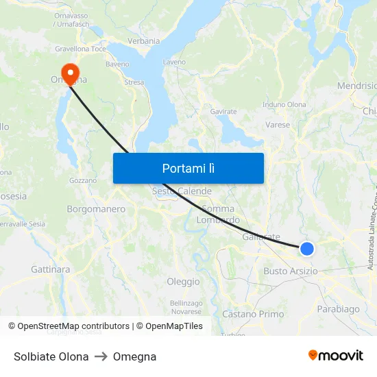 Solbiate Olona to Omegna map