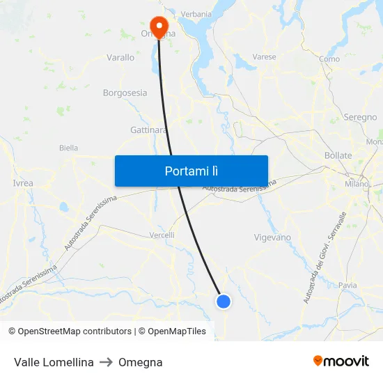 Valle Lomellina to Omegna map
