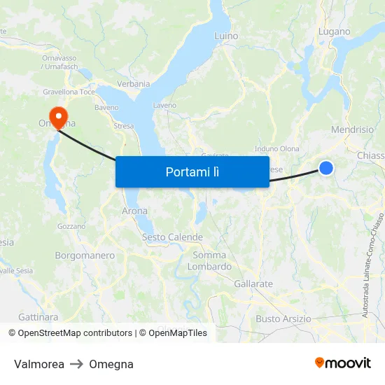 Valmorea to Omegna map