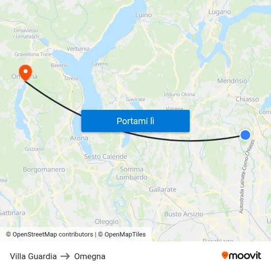 Villa Guardia to Omegna map