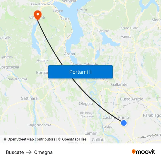 Buscate to Omegna map