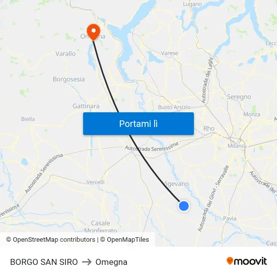 BORGO SAN SIRO to Omegna map