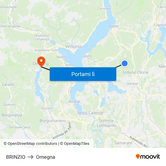 BRINZIO to Omegna map