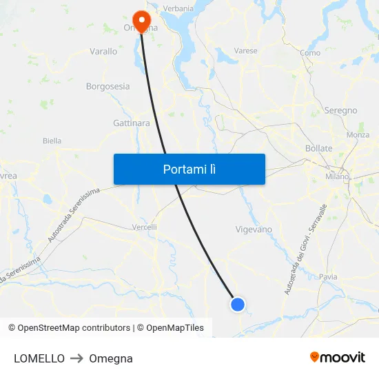LOMELLO to Omegna map