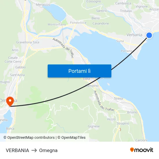 VERBANIA to Omegna map