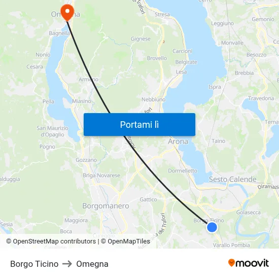 Borgo Ticino to Omegna map
