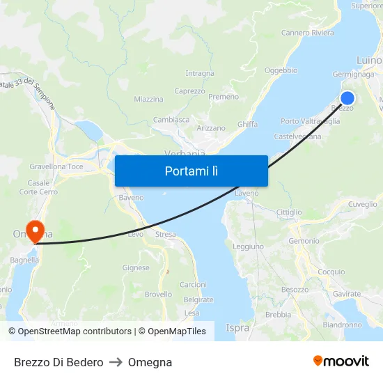 Brezzo Di Bedero to Omegna map