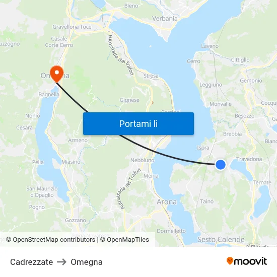 Cadrezzate to Omegna map