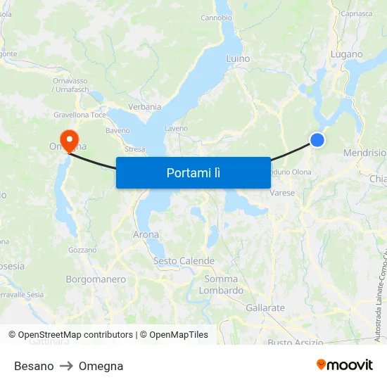 Besano to Omegna map