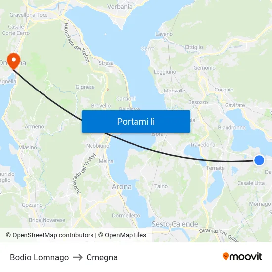 Bodio Lomnago to Omegna map