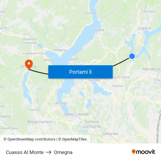 Cuasso Al Monte to Omegna map