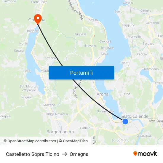Castelletto Sopra Ticino to Omegna map