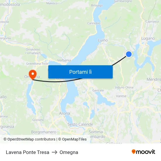 Lavena Ponte Tresa to Omegna map