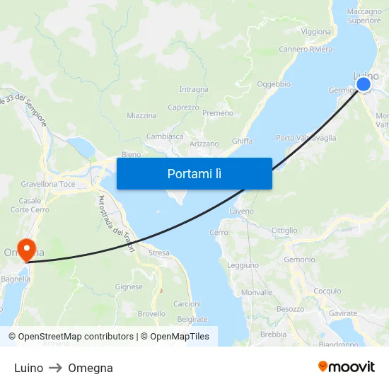 Luino to Omegna map