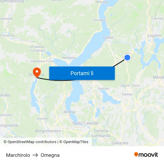 Marchirolo to Omegna map