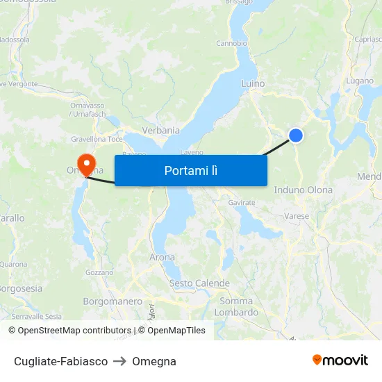 Cugliate-Fabiasco to Omegna map