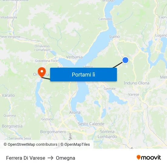 Ferrera Di Varese to Omegna map