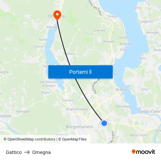 Gattico to Omegna map