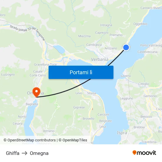 Ghiffa to Omegna map