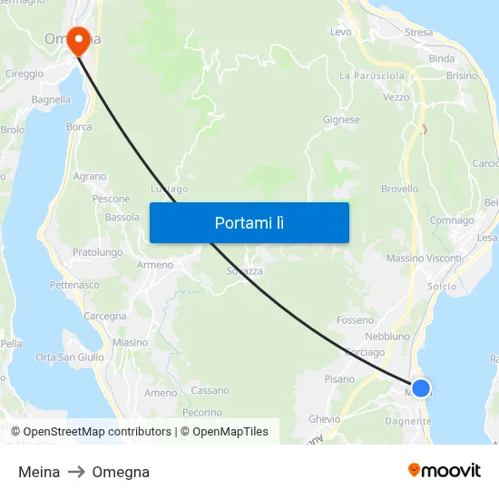 Meina to Omegna map