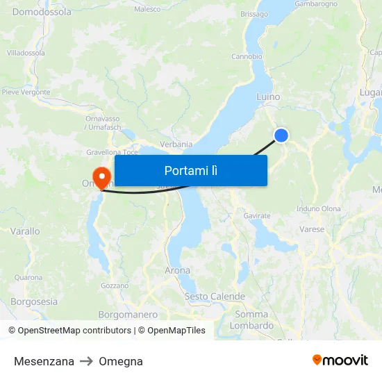 Mesenzana to Omegna map