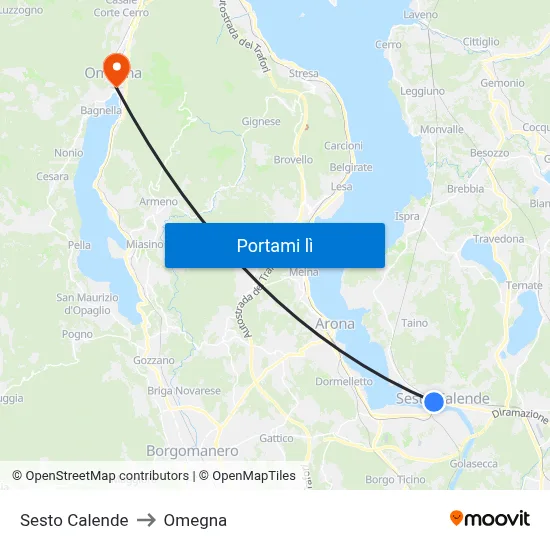 Sesto Calende to Omegna map