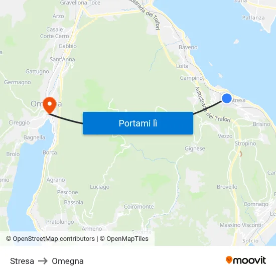 Stresa to Omegna map