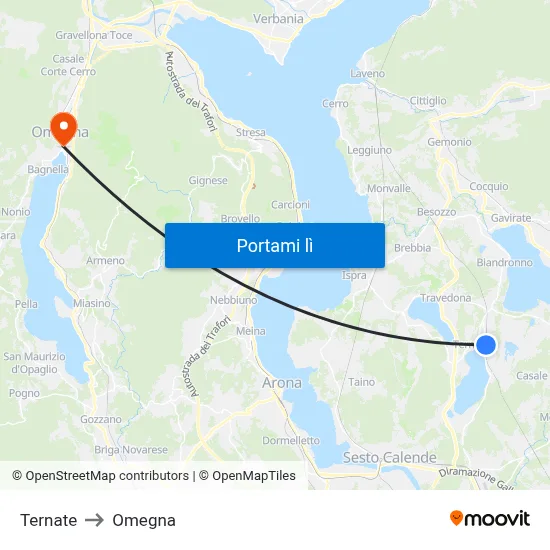 Ternate to Omegna map