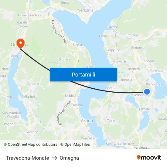 Travedona-Monate to Omegna map
