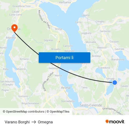Varano Borghi to Omegna map