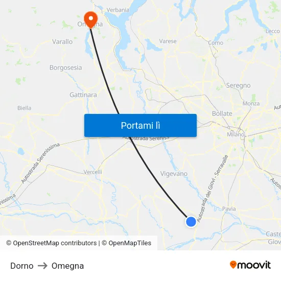 Dorno to Omegna map