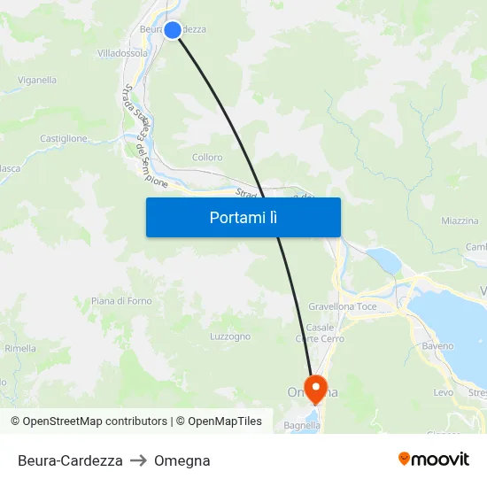 Beura-Cardezza to Omegna map