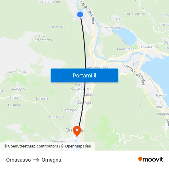 Ornavasso to Omegna map