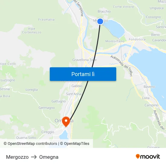 Mergozzo to Omegna map