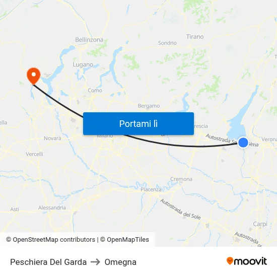 Peschiera Del Garda to Omegna map