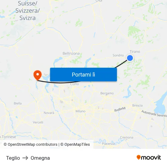 Teglio to Omegna map