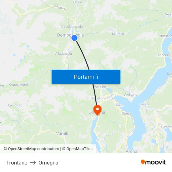 Trontano to Omegna map