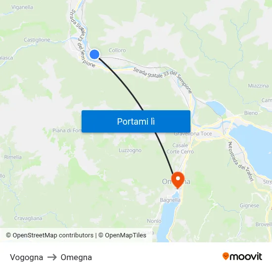 Vogogna to Omegna map