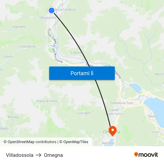 Villadossola to Omegna map