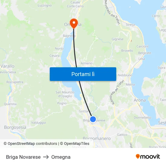 Briga Novarese to Omegna map