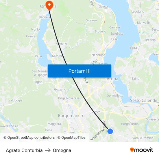 Agrate Conturbia to Omegna map