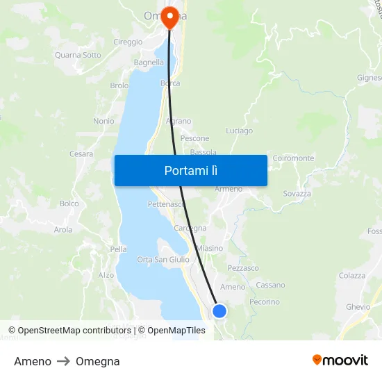 Ameno to Omegna map