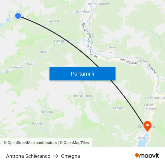 Antrona Schieranco to Omegna map
