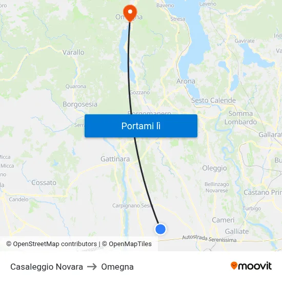 Casaleggio Novara to Omegna map