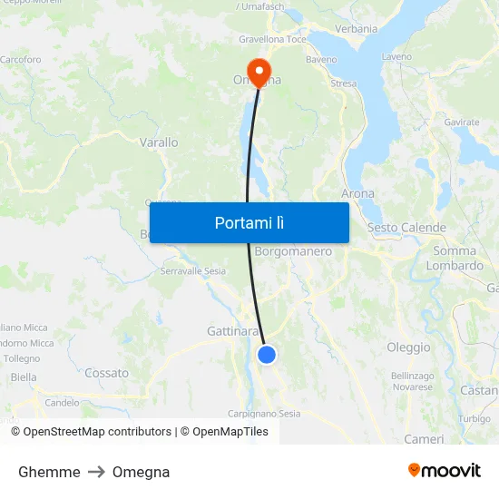 Ghemme to Omegna map