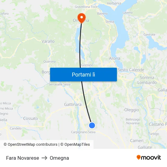 Fara Novarese to Omegna map