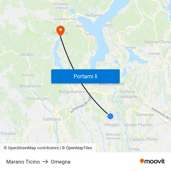 Marano Ticino to Omegna map