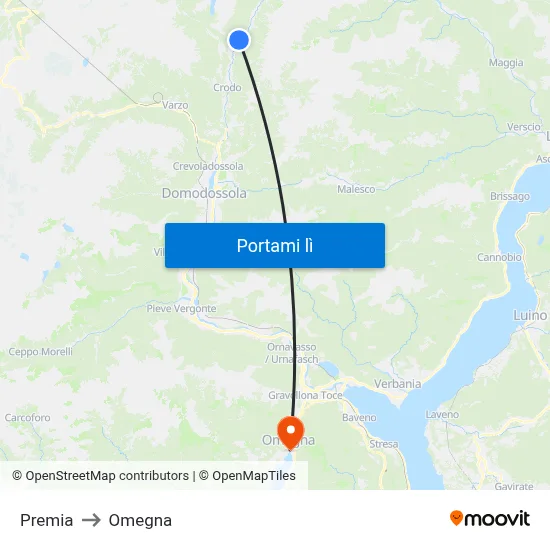 Premia to Omegna map