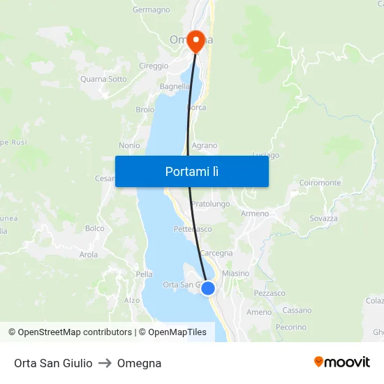Orta San Giulio to Omegna map